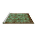 Sideview of Machine Washable Oriental Turquoise Industrial Area Rugs, wshurb516turq