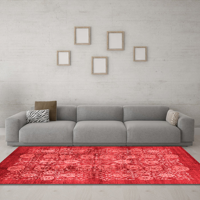 Industrial Red Washable Rugs