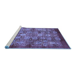 Sideview of Machine Washable Oriental Blue Industrial Rug, wshurb516blu