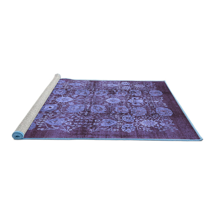 Sideview of Machine Washable Oriental Blue Industrial Rug, wshurb516blu