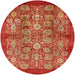 Round Mid-Century Modern Red Oriental Rug, urb516