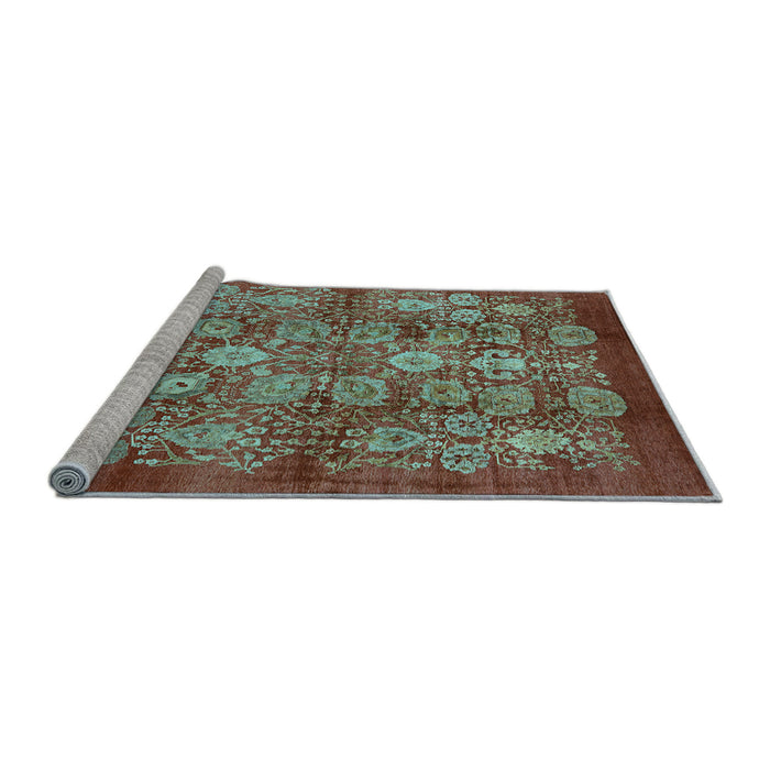 Sideview of Machine Washable Oriental Light Blue Industrial Rug, wshurb516lblu