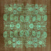 Square Oriental Turquoise Industrial Rug, urb516turq