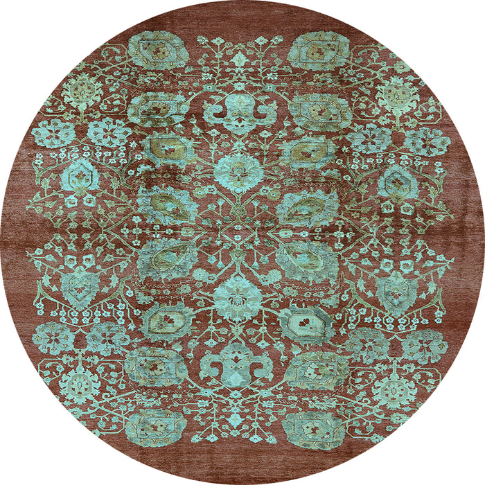 Round Oriental Light Blue Industrial Rug, urb516lblu