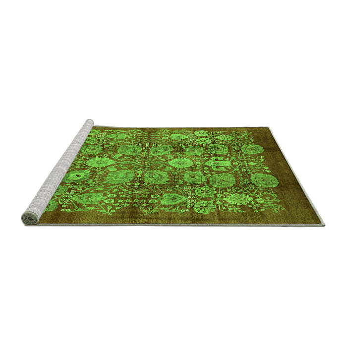 Sideview of Machine Washable Oriental Green Industrial Area Rugs, wshurb516grn