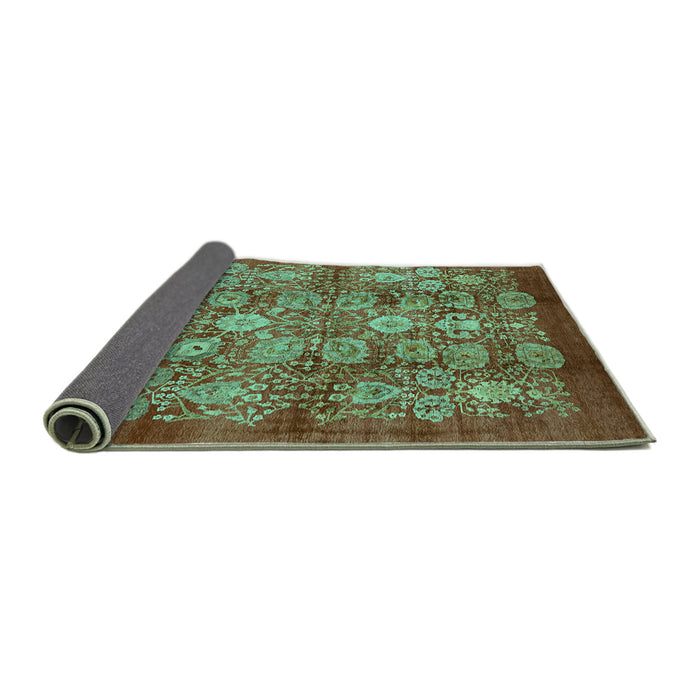 Sideview of Oriental Turquoise Industrial Rug, urb516turq