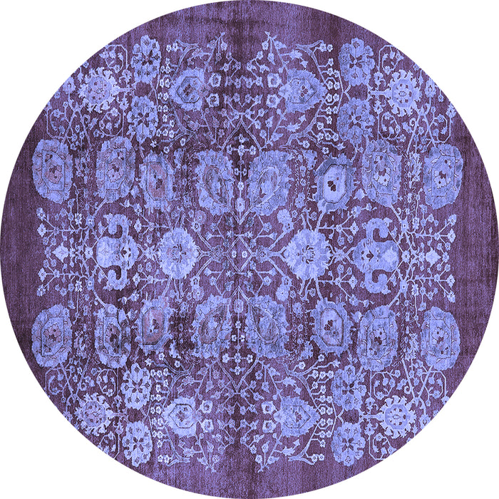 Round Oriental Blue Industrial Rug, urb516blu