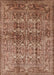 Mid-Century Modern Dark Sienna Brown Oriental Rug, urb517