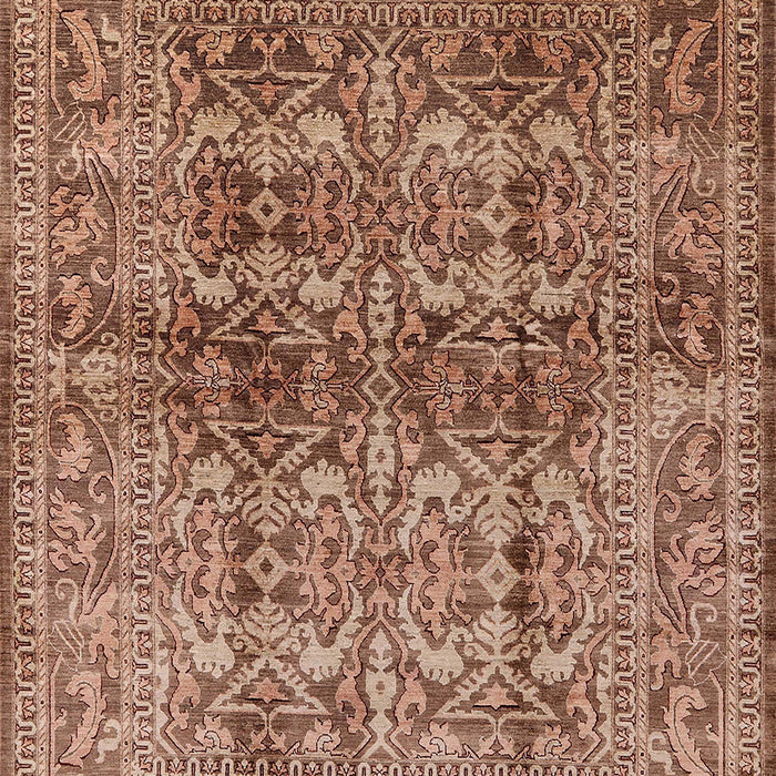 Mid-Century Modern Dark Sienna Brown Oriental Rug, urb517