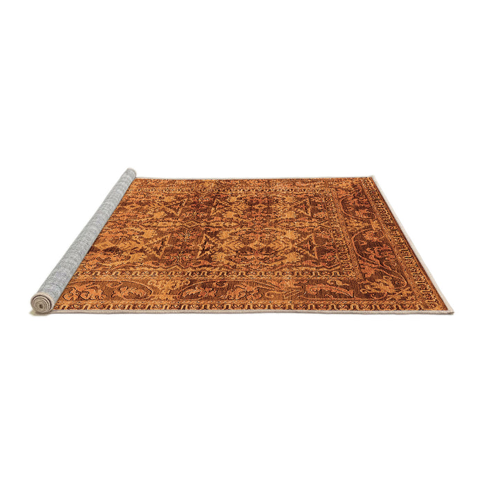 Sideview of Machine Washable Oriental Orange Traditional Area Rugs, wshurb517org