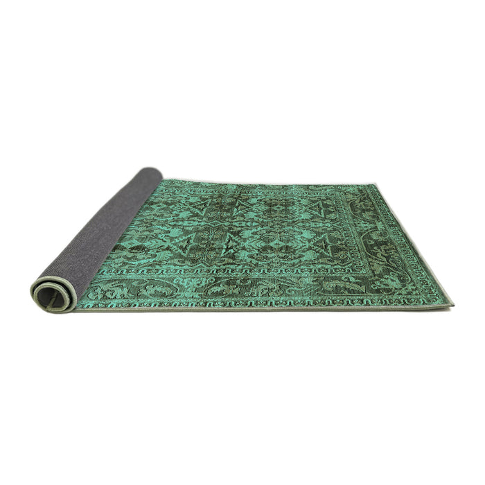 Sideview of Oriental Turquoise Traditional Rug, urb517turq