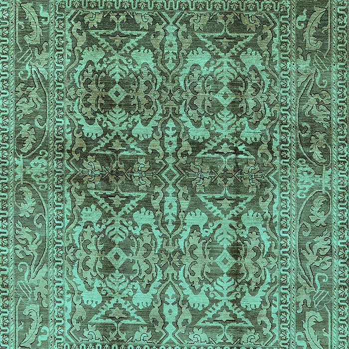 Machine Washable Oriental Turquoise Traditional Area Rugs, wshurb517turq