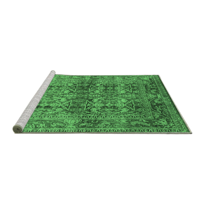 Sideview of Machine Washable Oriental Emerald Green Traditional Area Rugs, wshurb517emgrn