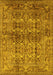 Machine Washable Oriental Yellow Traditional Rug, wshurb517yw