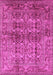 Machine Washable Oriental Pink Traditional Rug, wshurb517pnk