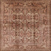 Square Mid-Century Modern Dark Sienna Brown Oriental Rug, urb517