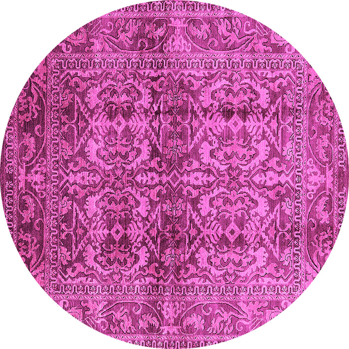 Round Oriental Pink Traditional Rug, urb517pnk