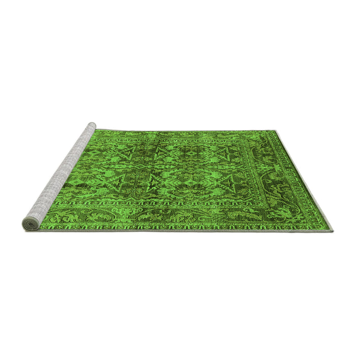 Sideview of Machine Washable Oriental Green Traditional Area Rugs, wshurb517grn