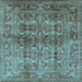 Square Machine Washable Oriental Light Blue Traditional Rug, wshurb517lblu