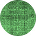 Round Oriental Emerald Green Traditional Rug, urb517emgrn