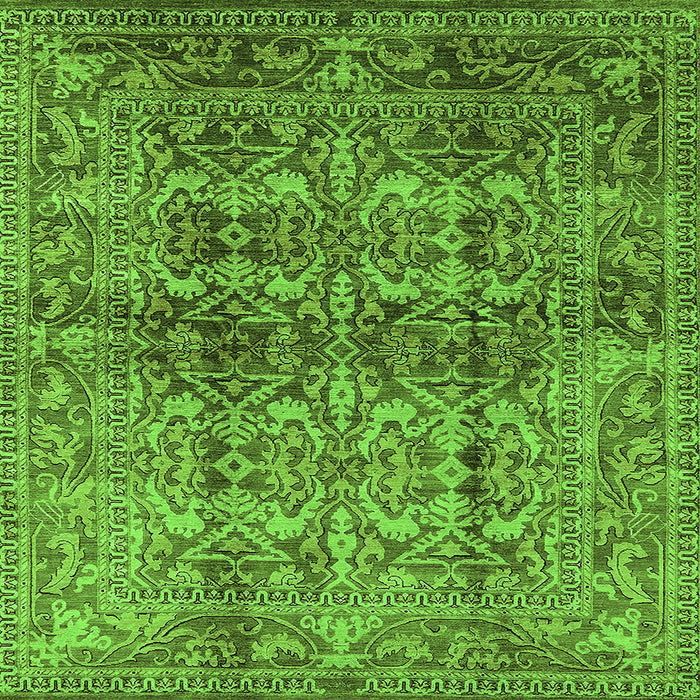 Square Machine Washable Oriental Green Traditional Area Rugs, wshurb517grn