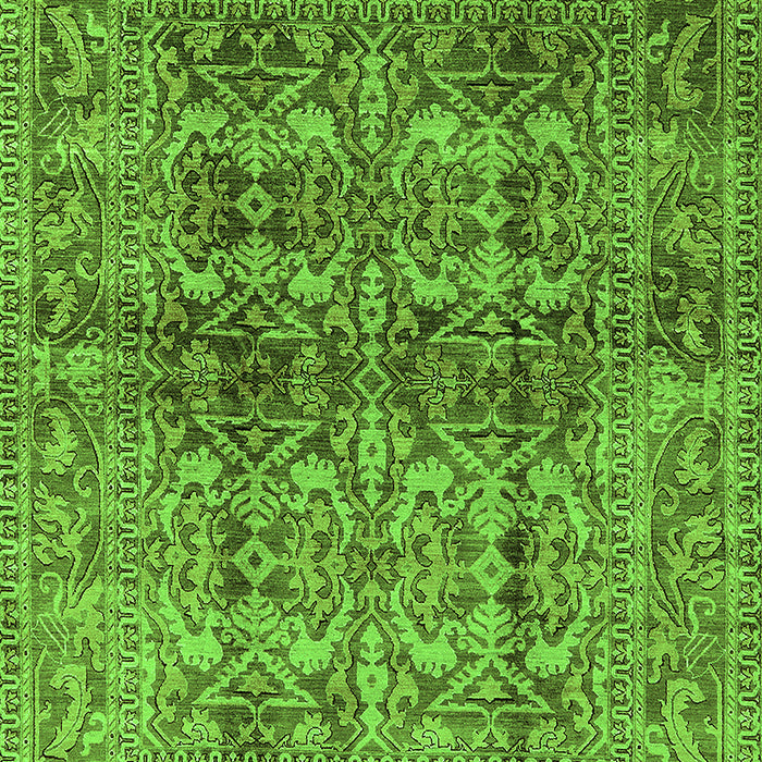 Machine Washable Oriental Green Traditional Area Rugs, wshurb517grn