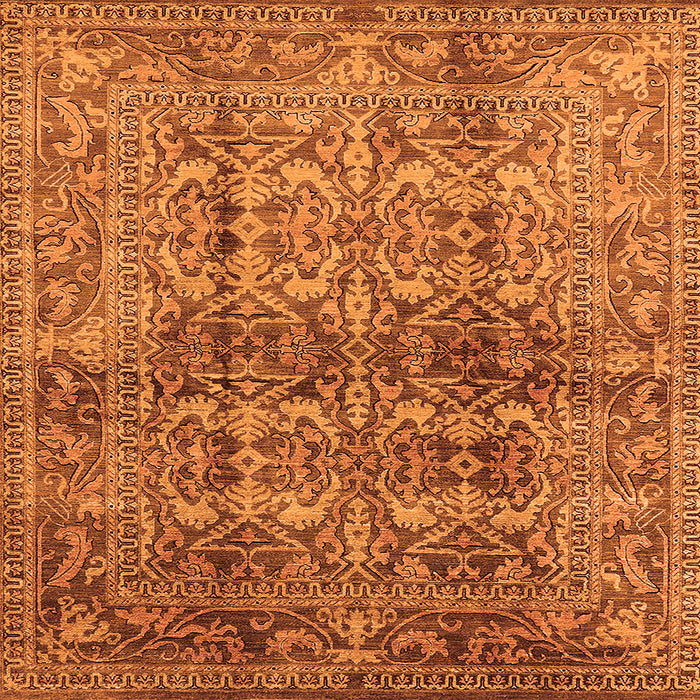Square Machine Washable Oriental Orange Traditional Area Rugs, wshurb517org