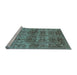 Sideview of Machine Washable Oriental Light Blue Traditional Rug, wshurb517lblu