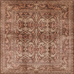 Square Machine Washable Industrial Modern Dark Sienna Brown Rug, wshurb517