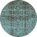 Round Oriental Light Blue Traditional Rug, urb517lblu