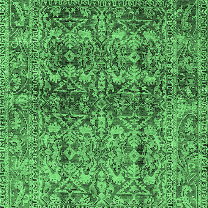 Machine Washable Oriental Emerald Green Traditional Area Rugs, wshurb517emgrn