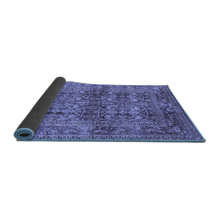 Sideview of Oriental Blue Traditional Rug, urb517blu
