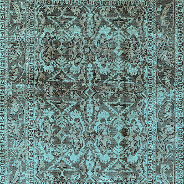 Machine Washable Oriental Light Blue Traditional Rug, wshurb517lblu