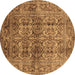 Round Oriental Brown Traditional Rug, urb517brn