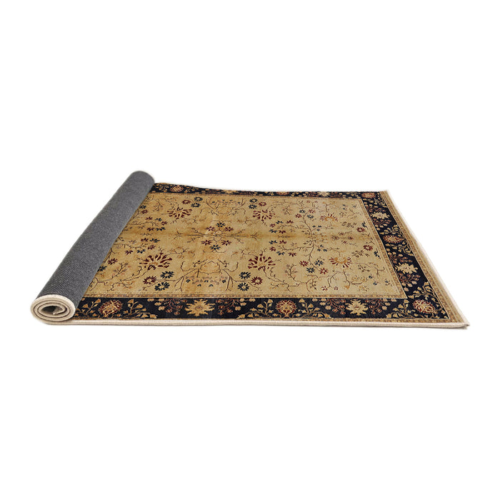 Sideview of Mid-Century Modern Sangria Brown Oriental Rug, urb518