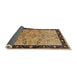 Sideview of Mid-Century Modern Sangria Brown Oriental Rug, urb518
