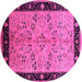 Round Oriental Pink Traditional Rug, urb518pnk