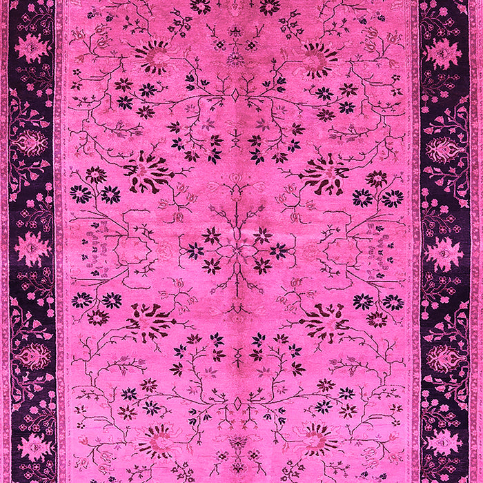 Machine Washable Oriental Pink Traditional Rug, wshurb518pnk