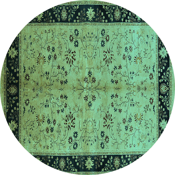 Round Oriental Turquoise Traditional Rug, urb518turq