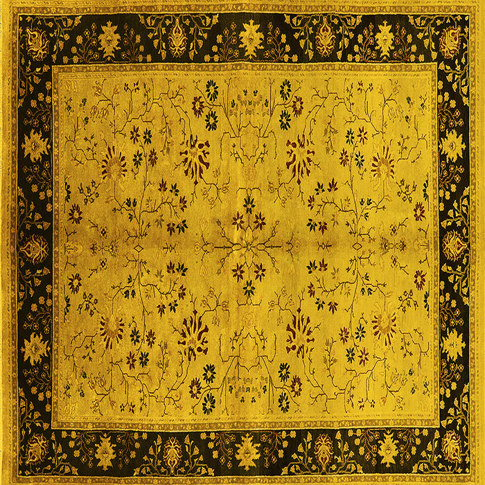 Square Oriental Yellow Traditional Rug, urb518yw