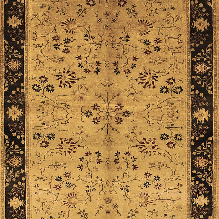 Machine Washable Oriental Brown Traditional Rug, wshurb518brn