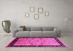 Machine Washable Oriental Pink Traditional Rug in a Living Room, wshurb518pnk