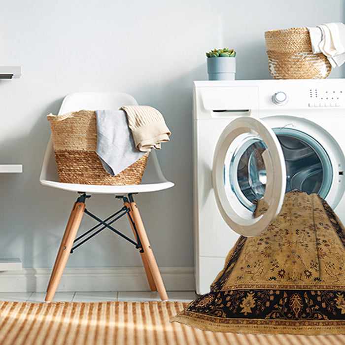 Machine Washable Industrial Modern Sangria Brown Rug in a Washing Machine, wshurb518