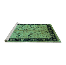 Sideview of Machine Washable Oriental Turquoise Traditional Area Rugs, wshurb518turq