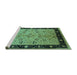 Sideview of Machine Washable Oriental Turquoise Traditional Area Rugs, wshurb518turq