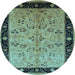 Round Oriental Light Blue Traditional Rug, urb518lblu