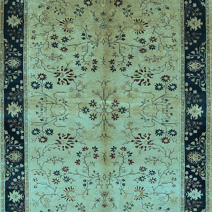 Machine Washable Oriental Light Blue Traditional Rug, wshurb518lblu