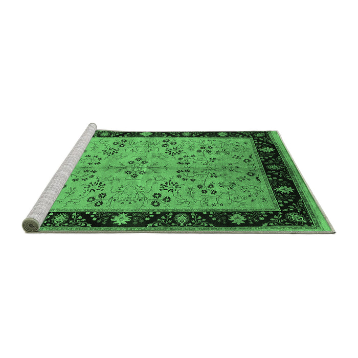 Sideview of Machine Washable Oriental Emerald Green Traditional Area Rugs, wshurb518emgrn