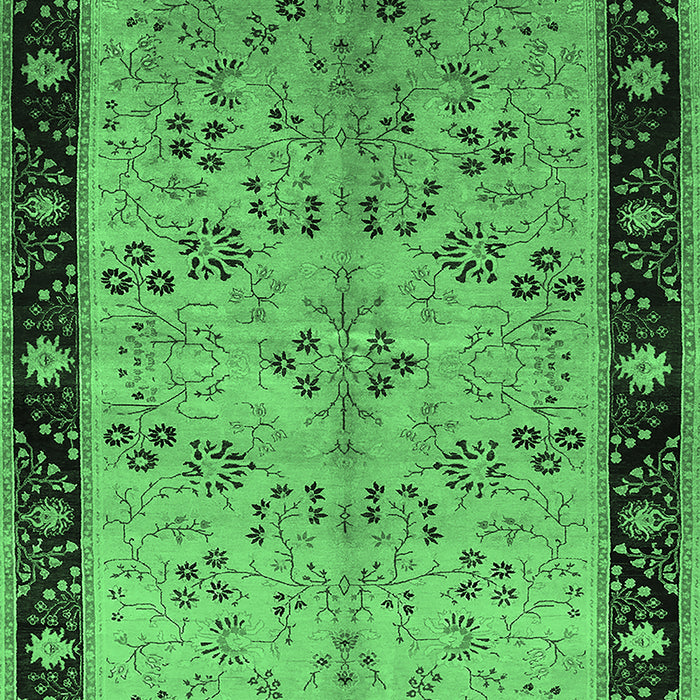 Machine Washable Oriental Emerald Green Traditional Area Rugs, wshurb518emgrn