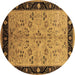 Round Oriental Brown Traditional Rug, urb518brn